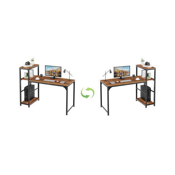 Eureka Ergonomic 43" Computer Desk with 4-Tier Open Storage Shelves, Walnut